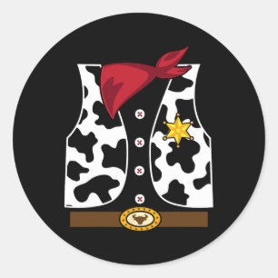 Pegatina Redonda Cowboy Vest Western Sheriff Costume Guay Easy Hall