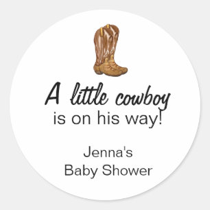 Pegatina Redonda Cowboy Western Baby Shower Gracias