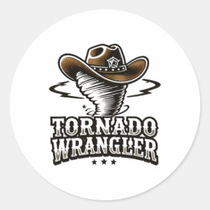 Pegatina Redonda Cowboy Wrangler Tornado Wrangler Wom