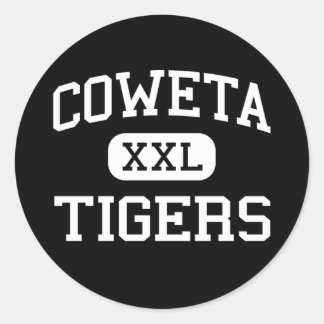 Pegatina Redonda Coweta - Tigres - Junior - Coweta Oklahoma