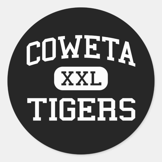 Pegatina Redonda Coweta - Tigres - Junior - Coweta Oklahoma (Anverso)