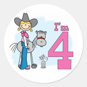 Pegatina Redonda Cowgirl de palo