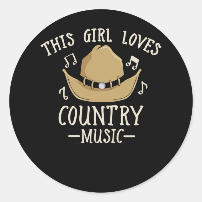 Pegatina Redonda Cowgirl Female Country Music Lover Western Dancing (Anverso)