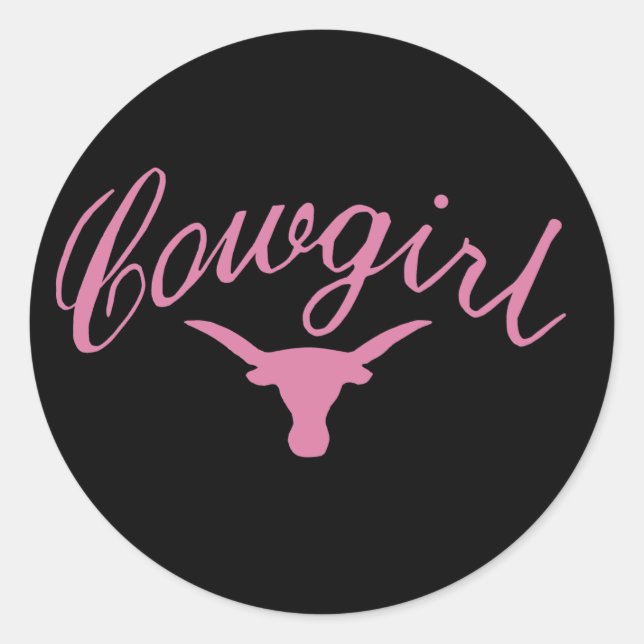 Pegatina Redonda Cowgirl steer (Anverso)