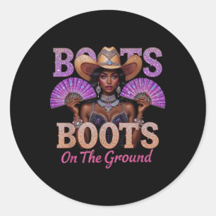 Pegatina Redonda Cowgirl Western Linedance Boots En El Arranque Ter