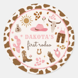 Pegatina Redonda Cowgirl Wild West Rodeo Ranch Cumpleaños Party Dec