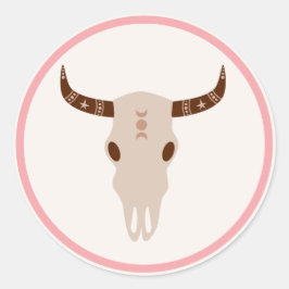 Pegatina Redonda Cowgirl Wild West Rodeo Ranch Cumpleaños Party Dec