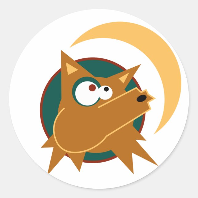 Pegatina Redonda Coyote Howl (Anverso)