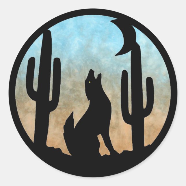 Pegatina Redonda Coyote Moon (Anverso)