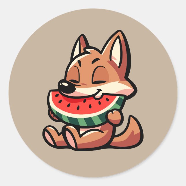 Pegatina Redonda Coyote Watermelon (Anverso)