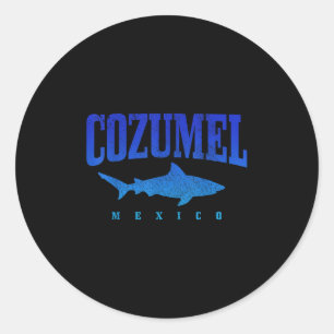 Pegatina Redonda Cozumel Beach Mexico Scuba Diver Sharm Vint