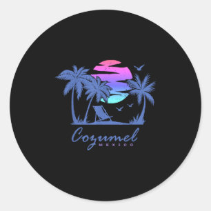 Pegatina Redonda Cozumel Mexico Beach Vacation Spring Break Honeymo