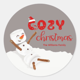 Pegatina Redonda Cozy Christmas Cute Snowman