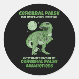 Pegatina Redonda Cp Daños Cerebrales Cute Dinosaurios Niños Parális