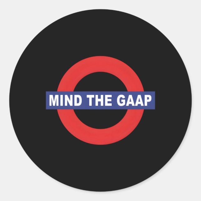 Pegatina Redonda Cpa Mind The Gaap Gap Gap Accounting (Anverso)