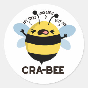 Pegatina Redonda Cra-bee Funny Crabby Bee Pun