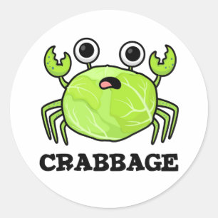 Pegatina Redonda Crabbage Funny Cabbage Crab Pun