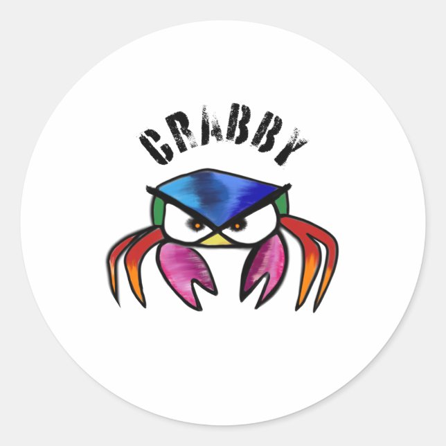 Pegatina Redonda Crabby Crab Funny mad (Anverso)