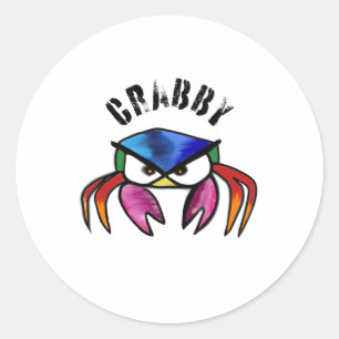 Pegatina Redonda Crabby Crab Funny mad