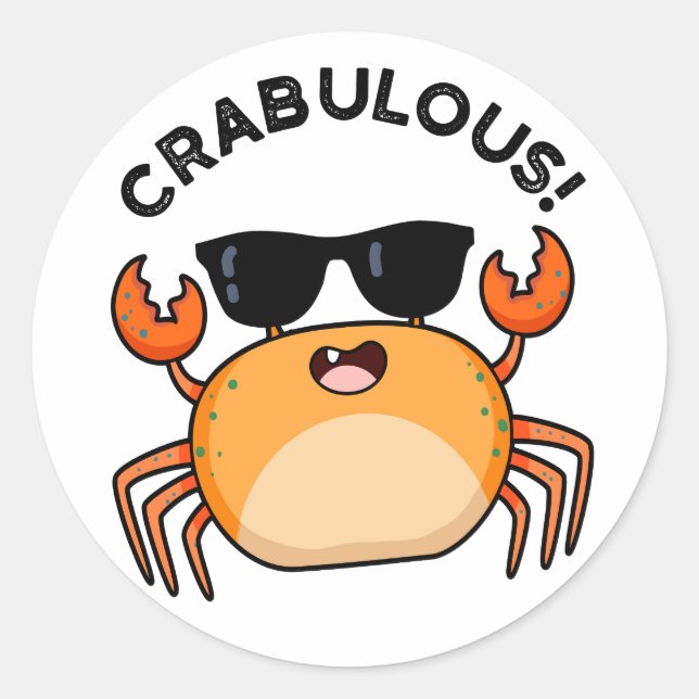 Pegatina Redonda Crabulous Funny Crab Pun (Anverso)