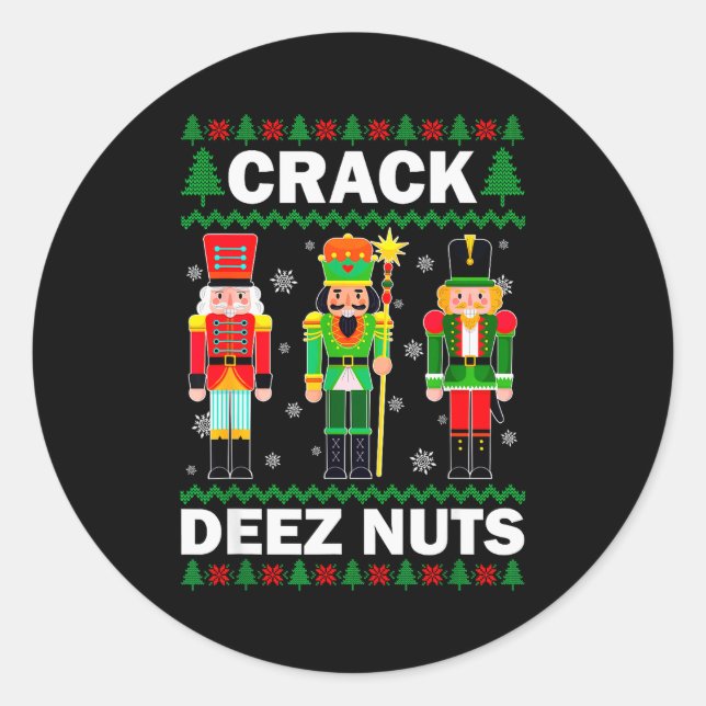 Pegatina Redonda Crack Deez Nuts Funny Christmas  (Anverso)