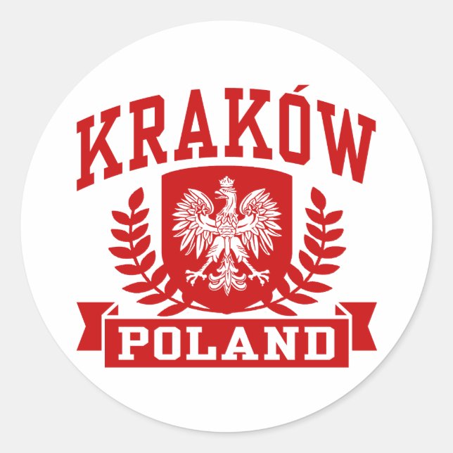 Pegatina Redonda Cracovia Polonia (Anverso)