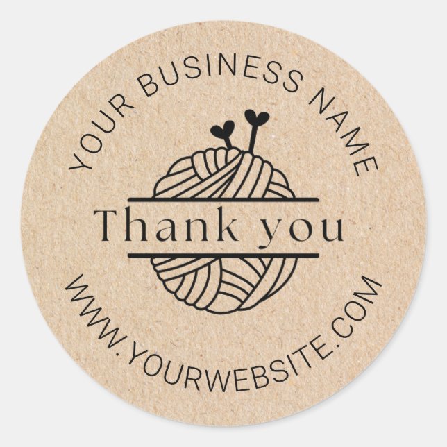 Pegatina Redonda Craft Crochet Business Thank You Packaging Sticker (Anverso)