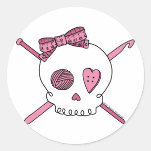Pegatina Redonda Craft Skull (rosa)