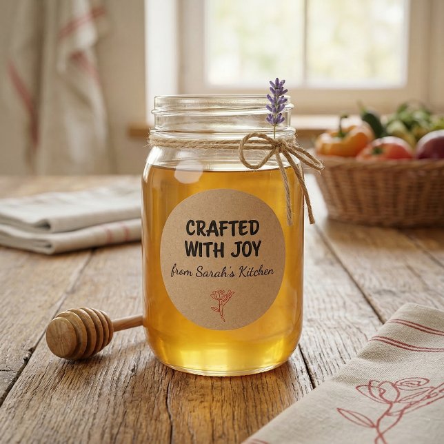 Pegatina Redonda Crafted With Joy Kraft Personalized  (Subido por el creador)