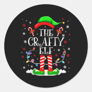 Pegatina Redonda Crafty Elf Funny Xmas Elf Familia Correspondiente