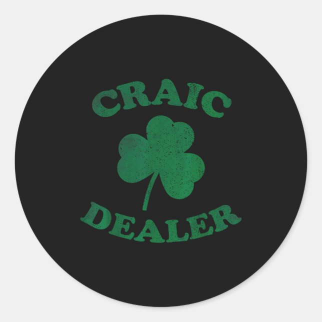 Pegatina Redonda Craic Er Funny St. Patrick's Day Shamrock Tee  (Anverso)