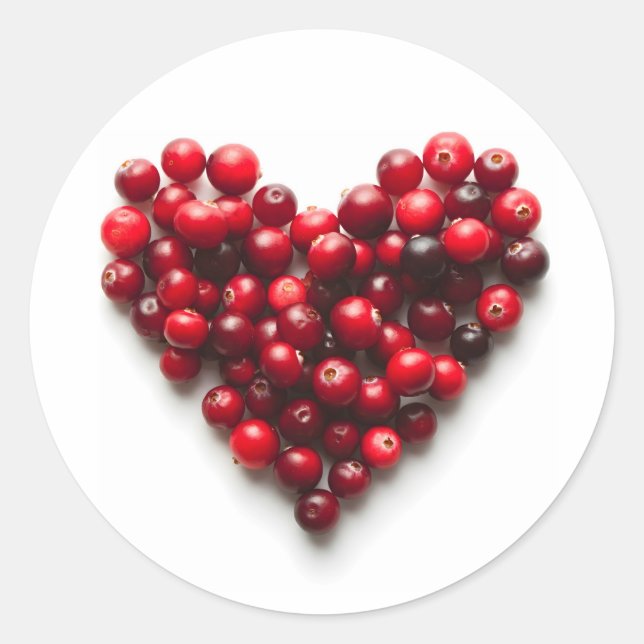 Pegatina Redonda Cranberry Heart (Anverso)