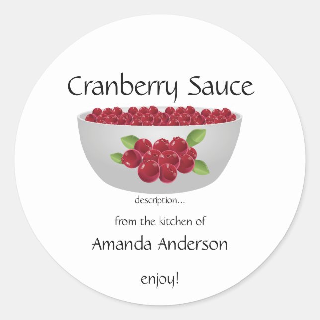 Pegatina Redonda Cranberry Sauce Canning (Anverso)