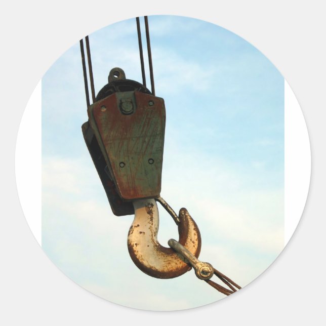 Pegatina Redonda Crane Hook (Anverso)