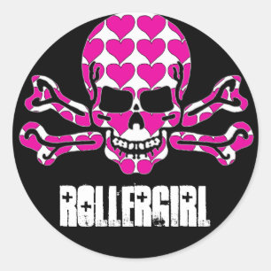 Pegatina Redonda cráneo corazón-llenado