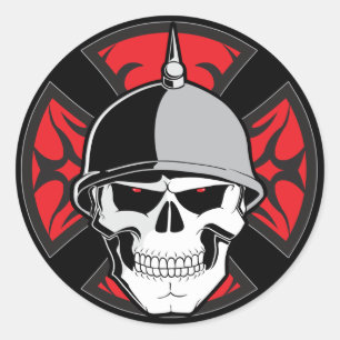 Pegatina Redonda Cráneo cruzado redondo tribal