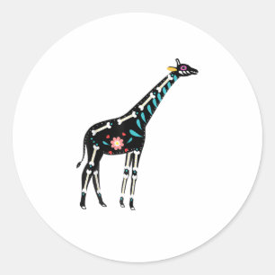 Pegatina Redonda Cráneo De Azúcar Curso Giraffe Mexicana Halloween