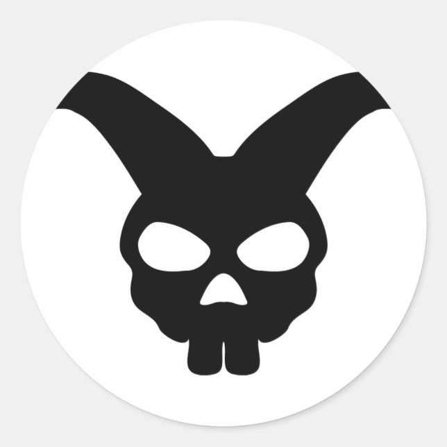 Pegatina Redonda cráneo de conejo negro (Anverso)