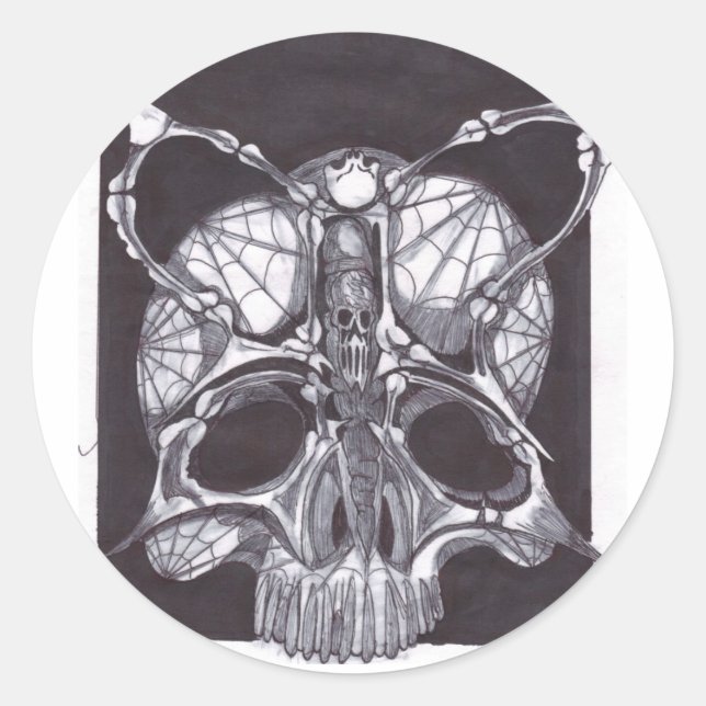 Pegatina Redonda Cráneo de Deathshead (Anverso)