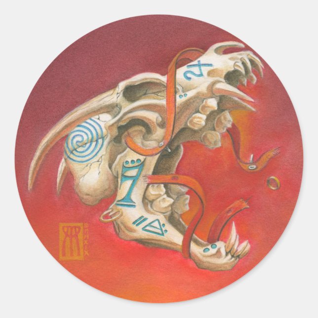 Pegatina Redonda Cráneo de gritos (Anverso)