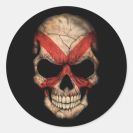 Pegatina Redonda Cráneo de la bandera de personalizable de Alabama