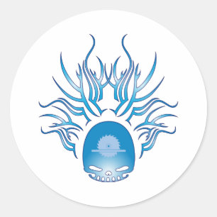 Pegatina Redonda Cráneo de la carpintería