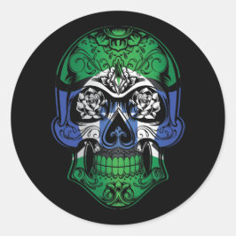 Pegatina Redonda Cráneo De Las Islas Del Estrecho De Torres Y Bande