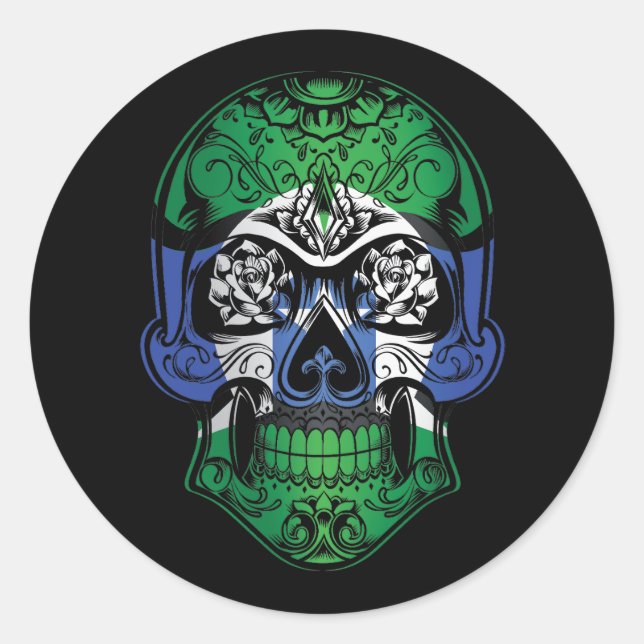 Pegatina Redonda Cráneo De Las Islas Del Estrecho De Torres Y Bande (Anverso)