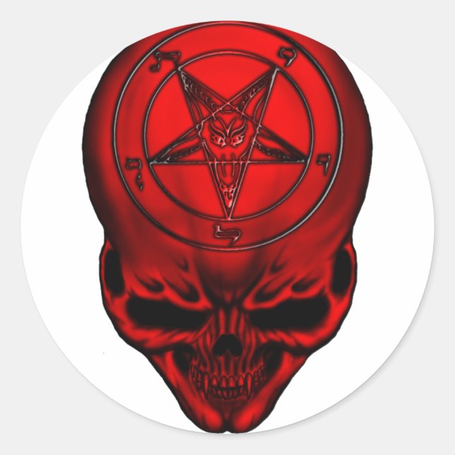 Pegatina Redonda cráneo de penta (Anverso)