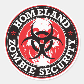 Pegatina Redonda Cráneo de seguridad para zombis - Rojo