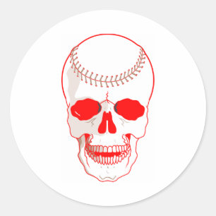 Pegatina Redonda Cráneo del béisbol