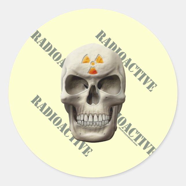 Pegatina Redonda Cráneo del mal radiactivo (Anverso)