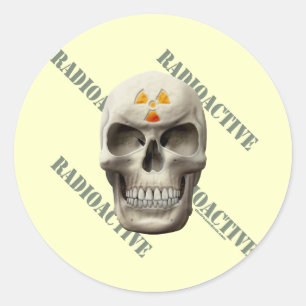 Pegatina Redonda Cráneo del mal radiactivo