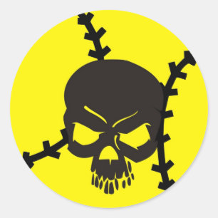 Pegatina Redonda cráneo del softball